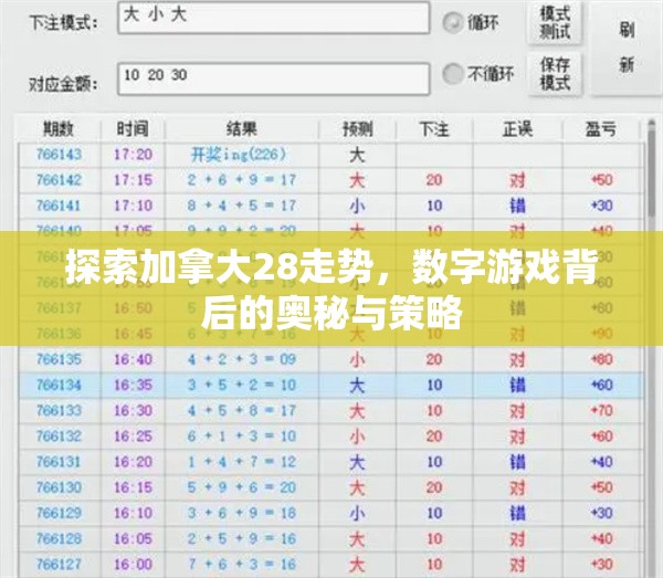 探索加拿大28走势，数字游戏背后的奥秘与策略