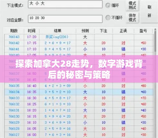 探索加拿大28走势，数字游戏背后的秘密与策略