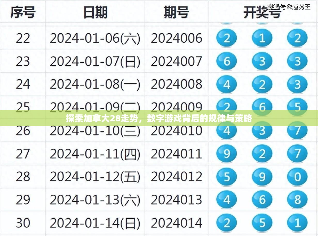 探索加拿大28走势，数字游戏背后的规律与策略