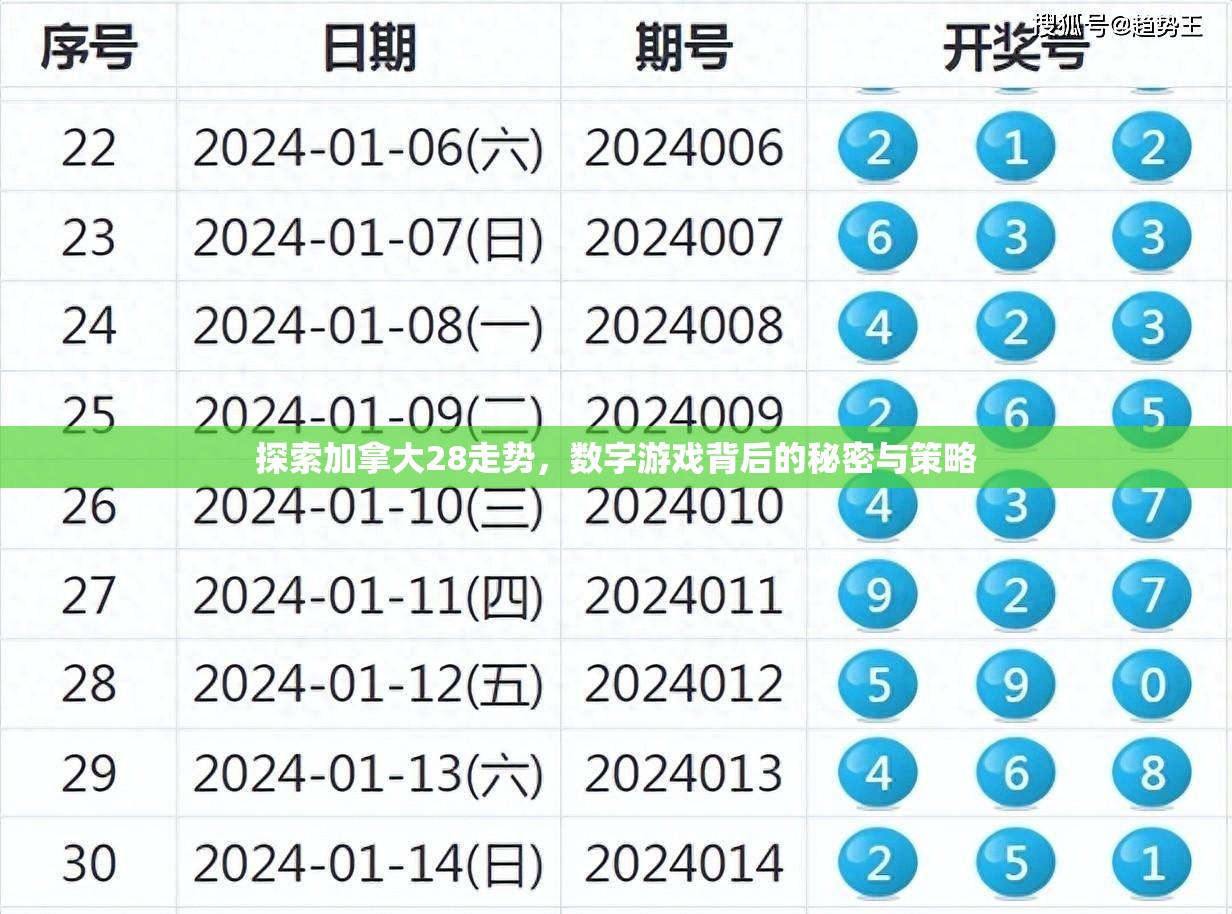 探索加拿大28走势，数字游戏背后的秘密与策略