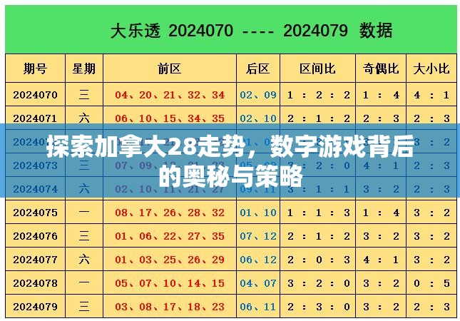 探索加拿大28走势，数字游戏背后的奥秘与策略