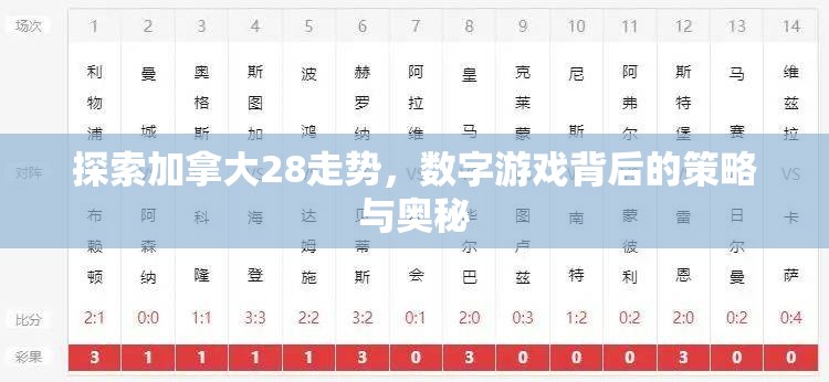 探索加拿大28走势，数字游戏背后的策略与奥秘